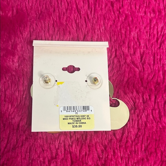 ON 34TH Gold and Pink Circle Earrings - Picture 2 of 3